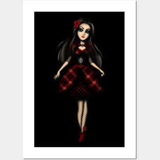 Girl with Red Roses Gothic Girl Posters and Art